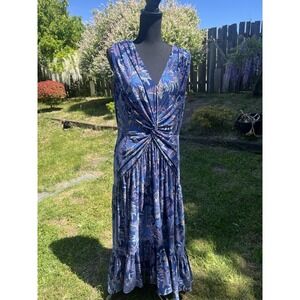 Ralph Lauren Navy  And Purple Midi Dress Size 10